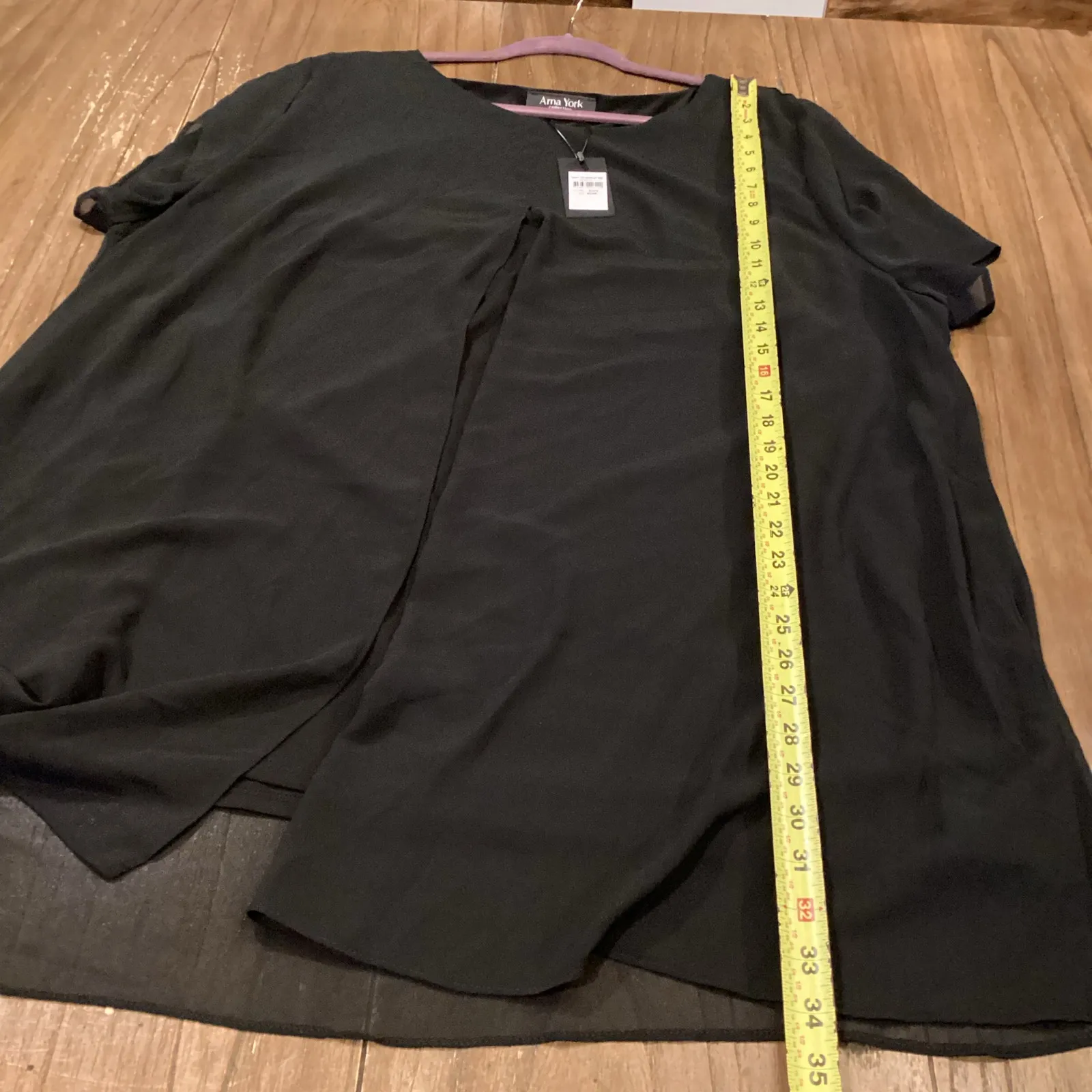 Arna York Collection Tunic Liv Overlay MM Black Chiffon Size 22/24 NWT - Image 5