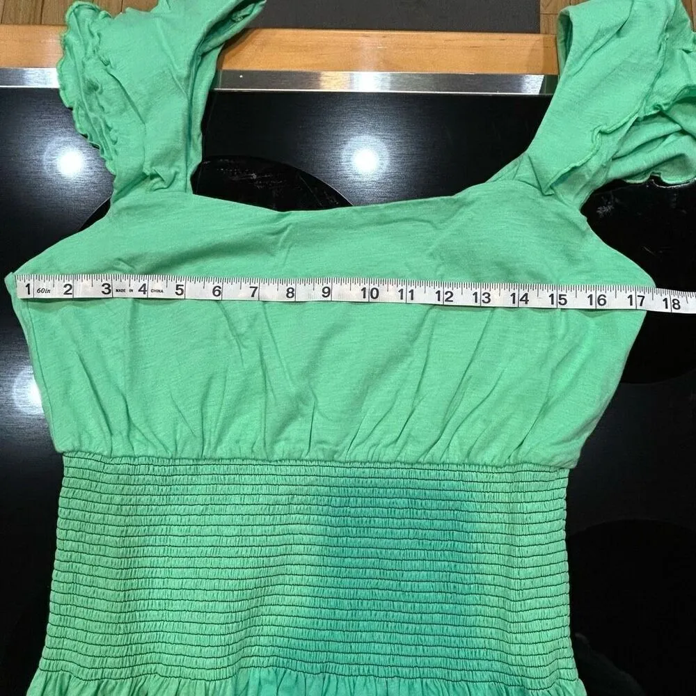 Nation LTD Anthropologie Brittani smocked waist midi‎ dress green size M NWT - Image 7