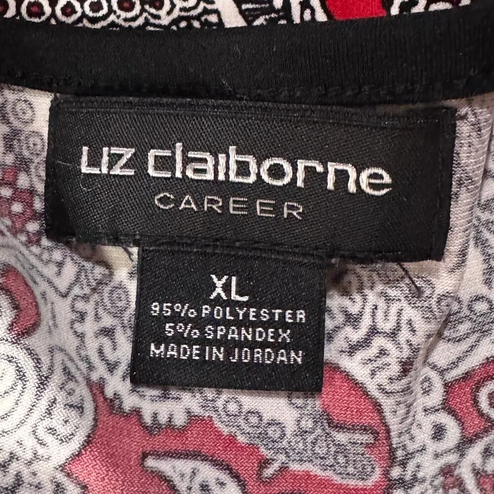 Liz Claiborne Career X-Large Top Sleeveless Floral Stretch Keyhole V-Neck Multi - Image 6