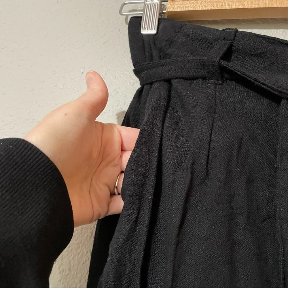 L Space Black Cropped Straight Leg Tie Waist Casual Pants Womens S Revolve Beach - Image 2