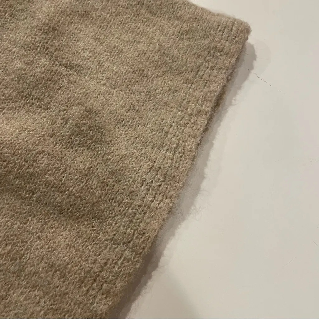 Time & Tru Knit Poncho NWT Womens OS Oatmeal Mock Neck MidWeight Boho Cottagecor Tan Size undefined - Image 6