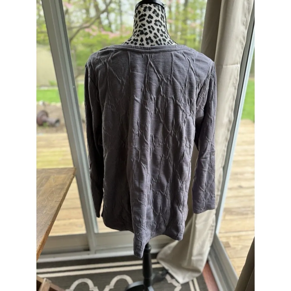 Simply Vera VERA WANG Long Sleeves TUNIC TOP Gray Sz 1X textured long sleeve - Image 3