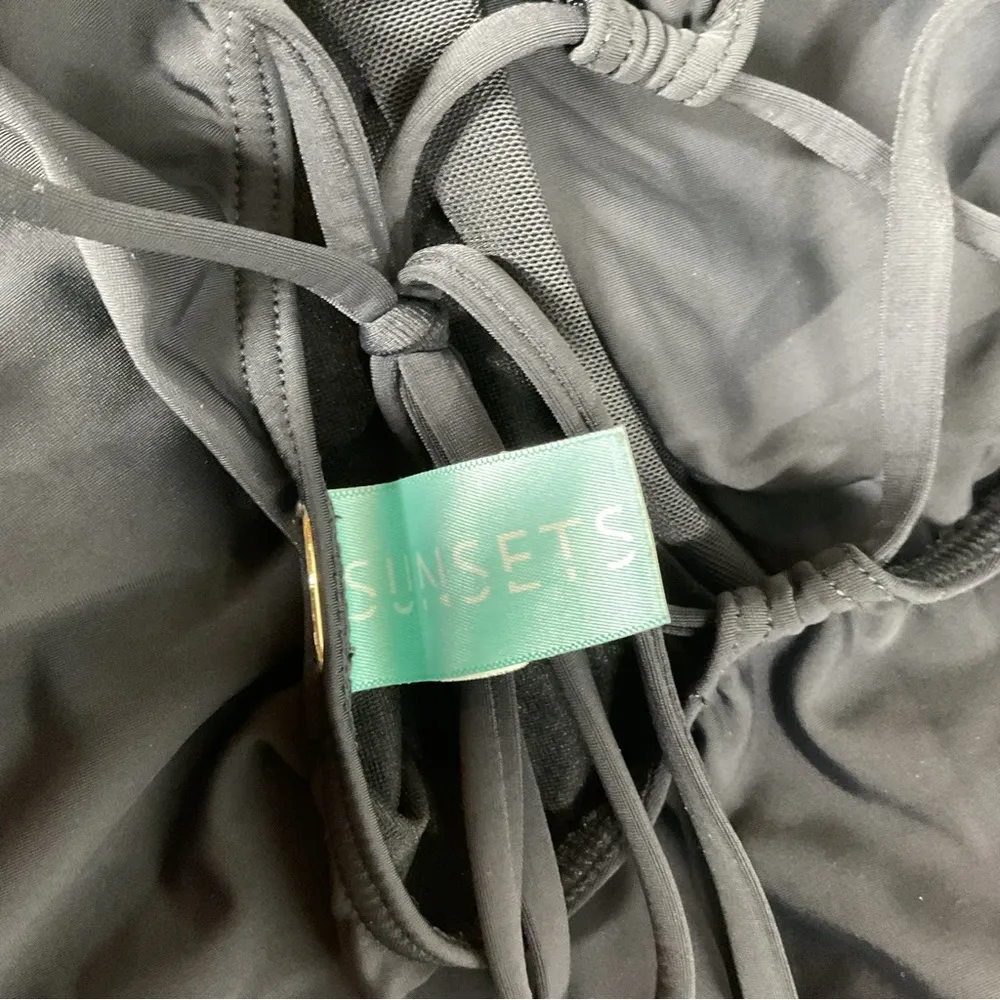 Sunsets One Shoulder Black Swimsuit with Mesh in Size Medium - Image 6