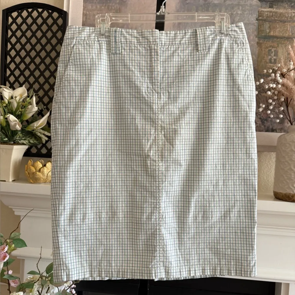 The Limited Stretch Classic Preppy Workwear Chic Neutral Retro Pencil Skirt Blue - Image 3