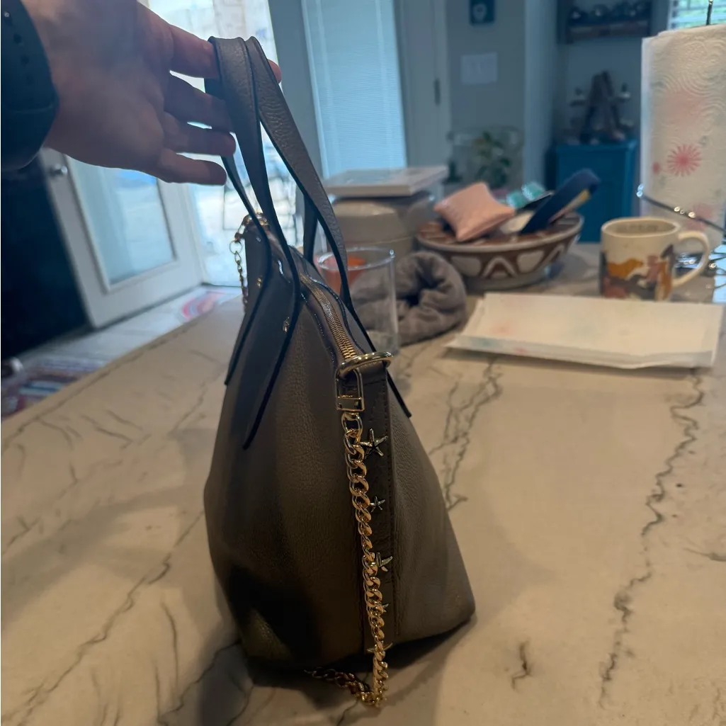 Jimmy Choo Taupe Leather Bria Tote S with Shoulder Strap - Unbranded Chain Strap - Image 16