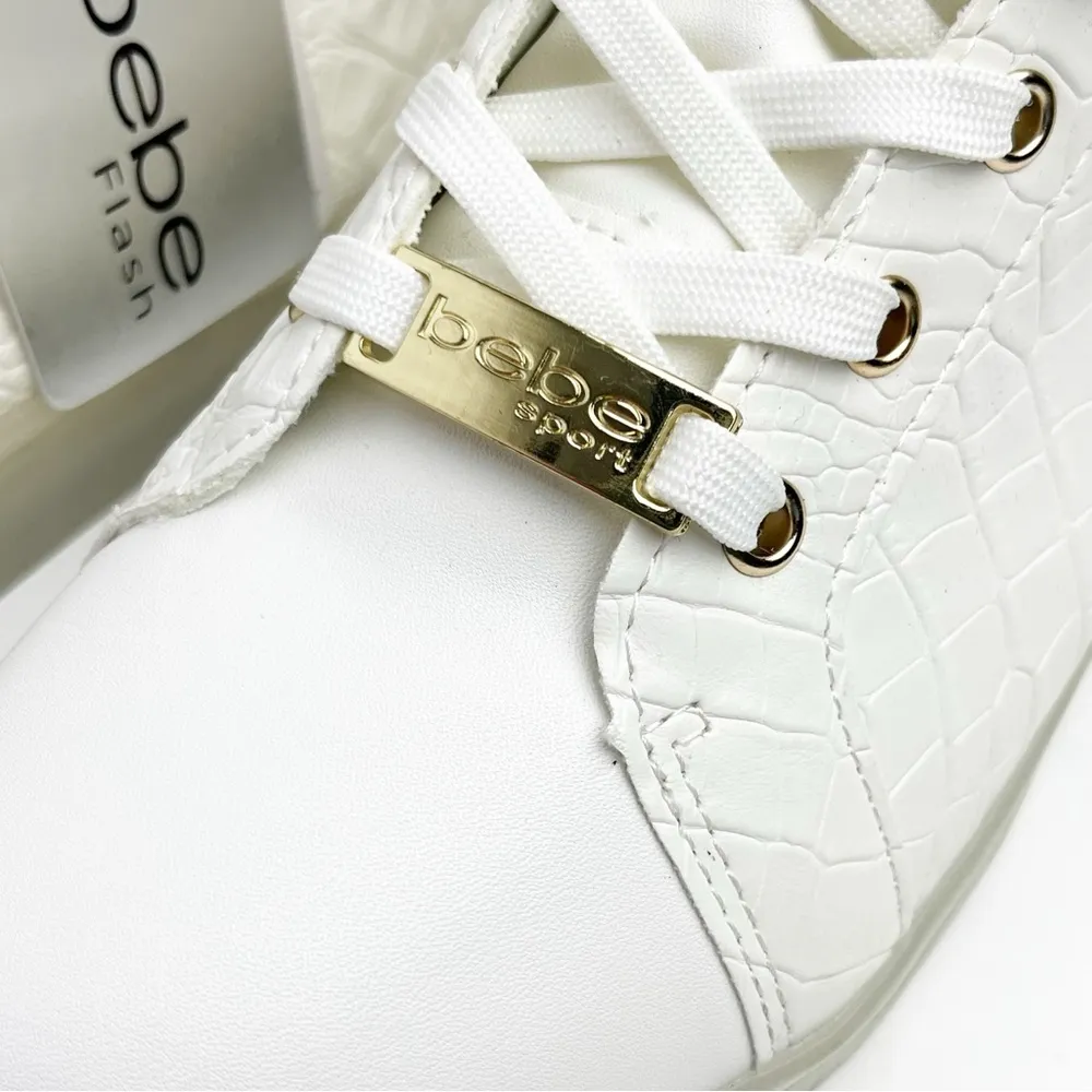 BEBE SPORT Keene White Faux Croc Embossed Lace Ip High Top Sneakers Size 8 - Image 7
