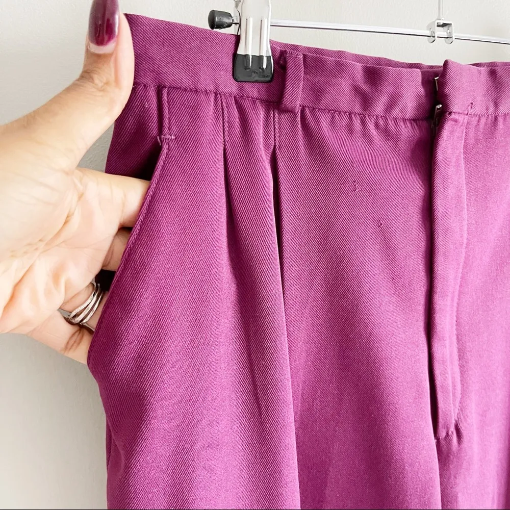 LORD ISAACS | Vintage Raspberry High Waisted Pleated Dress Pants Sz M Size M - Image 4