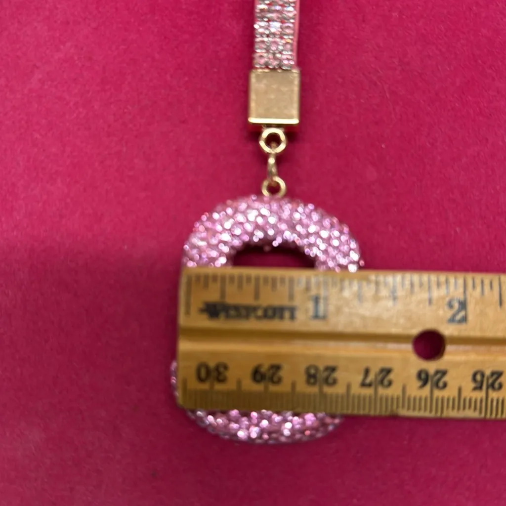 Pink initial S rhinestone Keychain purse Accessory NIP - Image 4