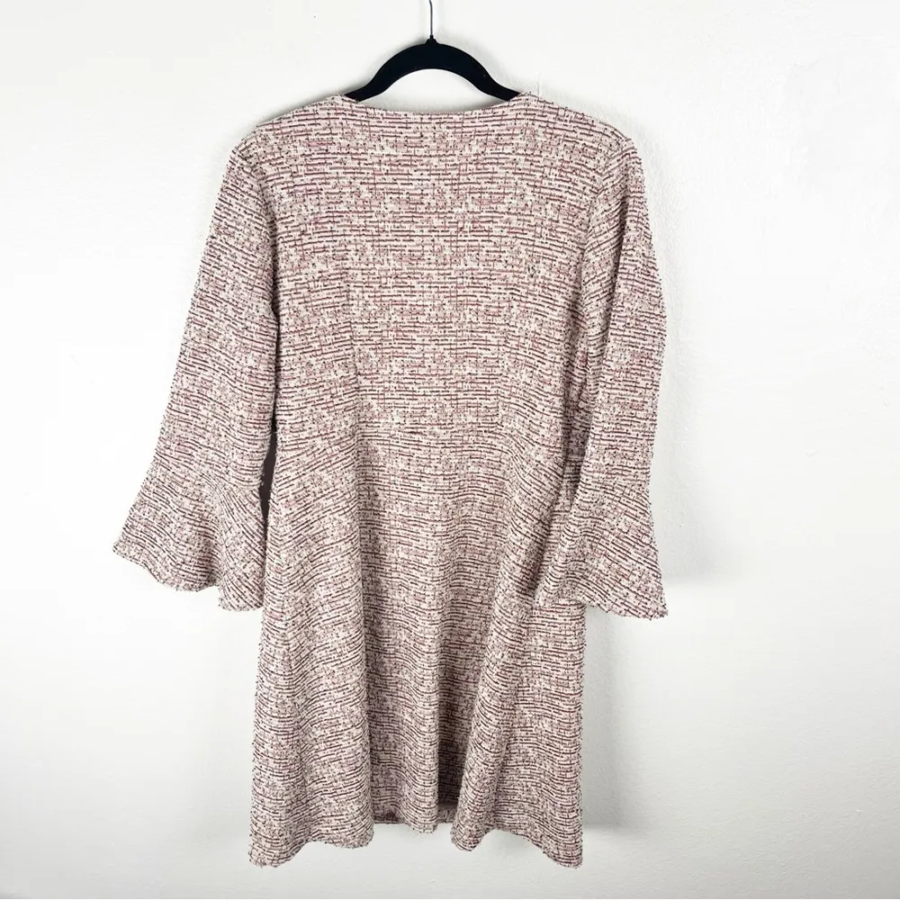 ANTHROPOLOGIE MAEVE SusieTweed Swing Red Ivory Bell Sleeves Dress, Size Large - Image 2