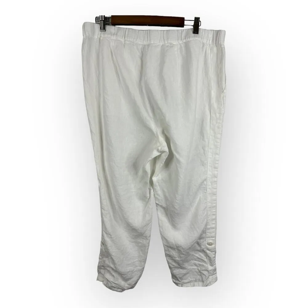 Pure J Jill Linen Womens size XL Petite White 100% Linen Pull On Pants Pockets - Image 2