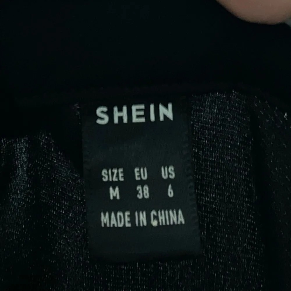 SHEIN | Black Button Down Collared Long Sleeve Blouse Elastic Sleeve Cuffs M - Image 6