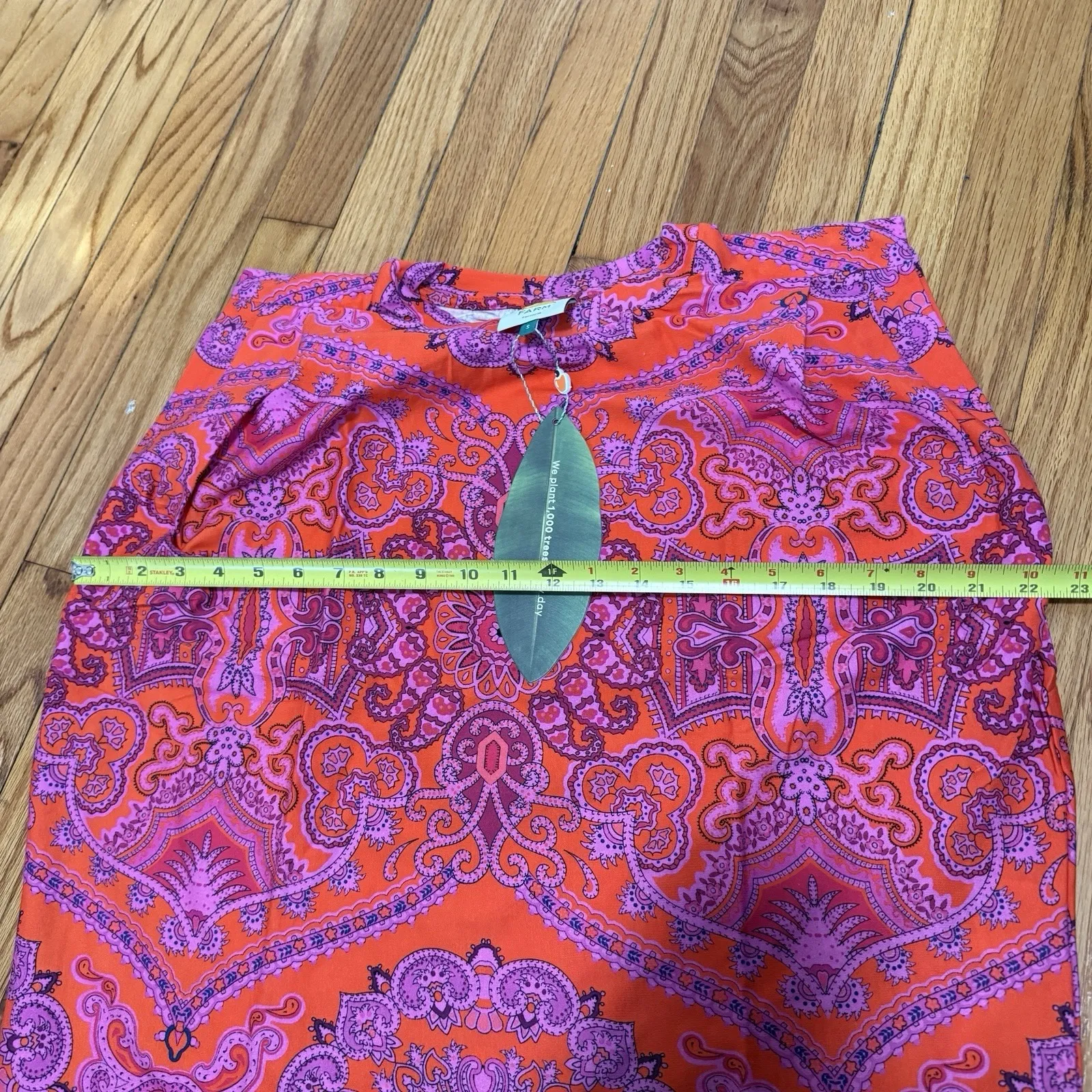 Farm Rio NWT Red Paisley Scarf Shoulder Pad Blouse Size Small - Image 9