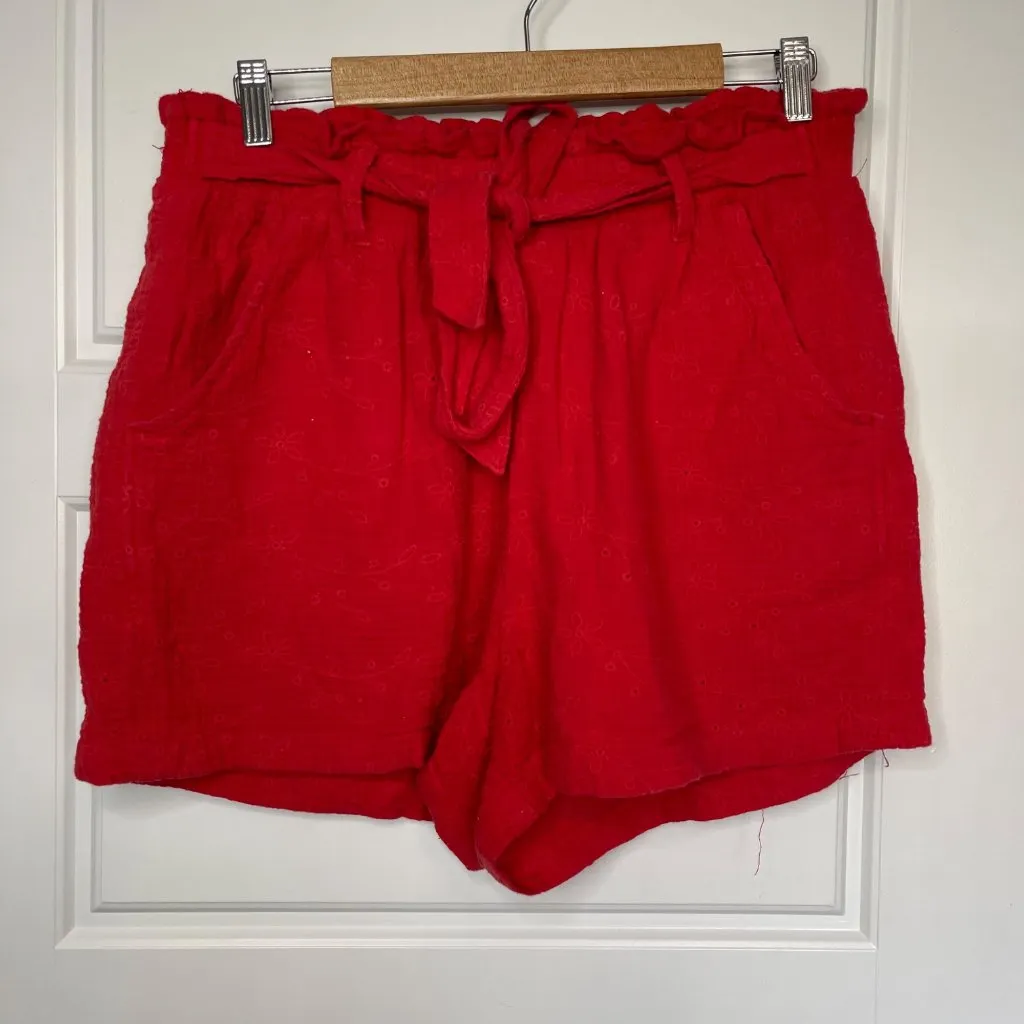 Knox Rose Eyelet Shorts Women's Size Large Pockets Lightweight Red Cotton‎ FAIR - Image 2