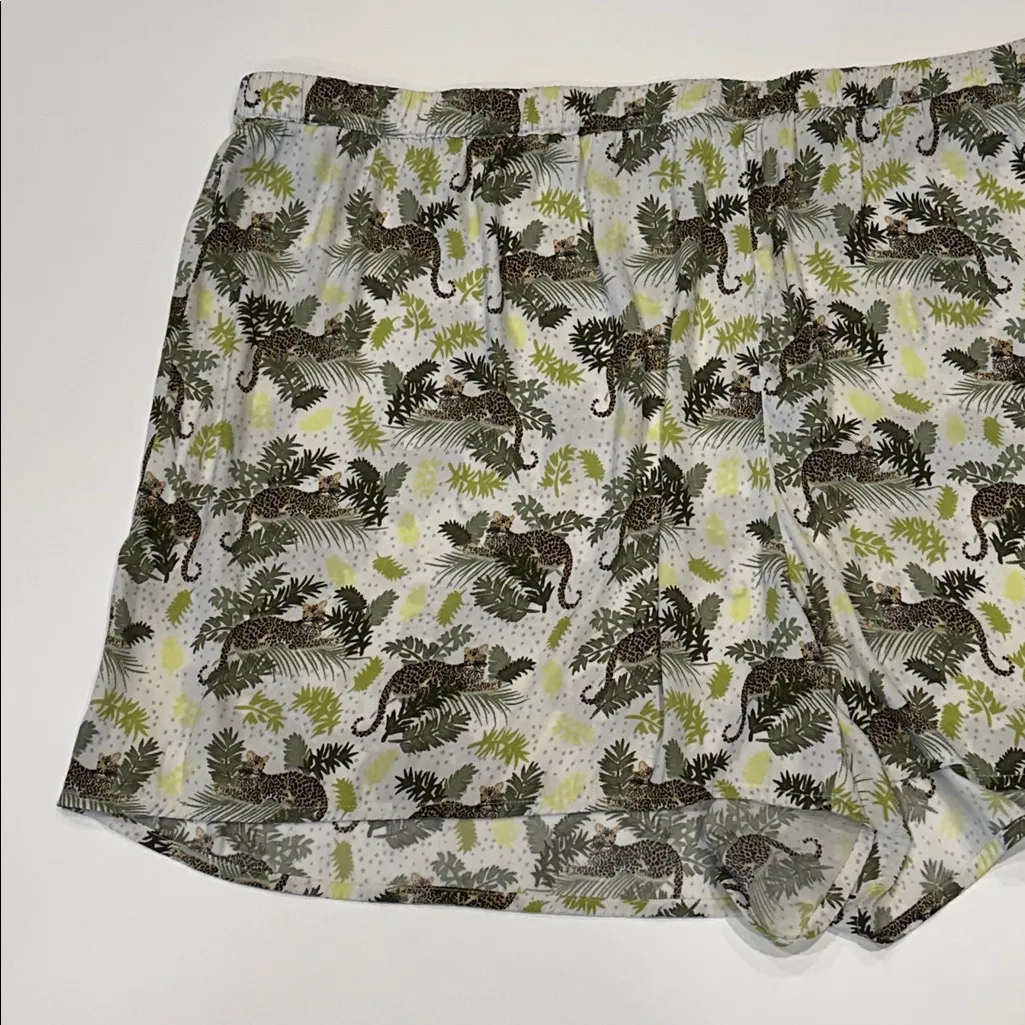 Lands End Matte Satin Pajama Set 2pc White Leopard 3X Long Sleeve Top Shorts - Image 11