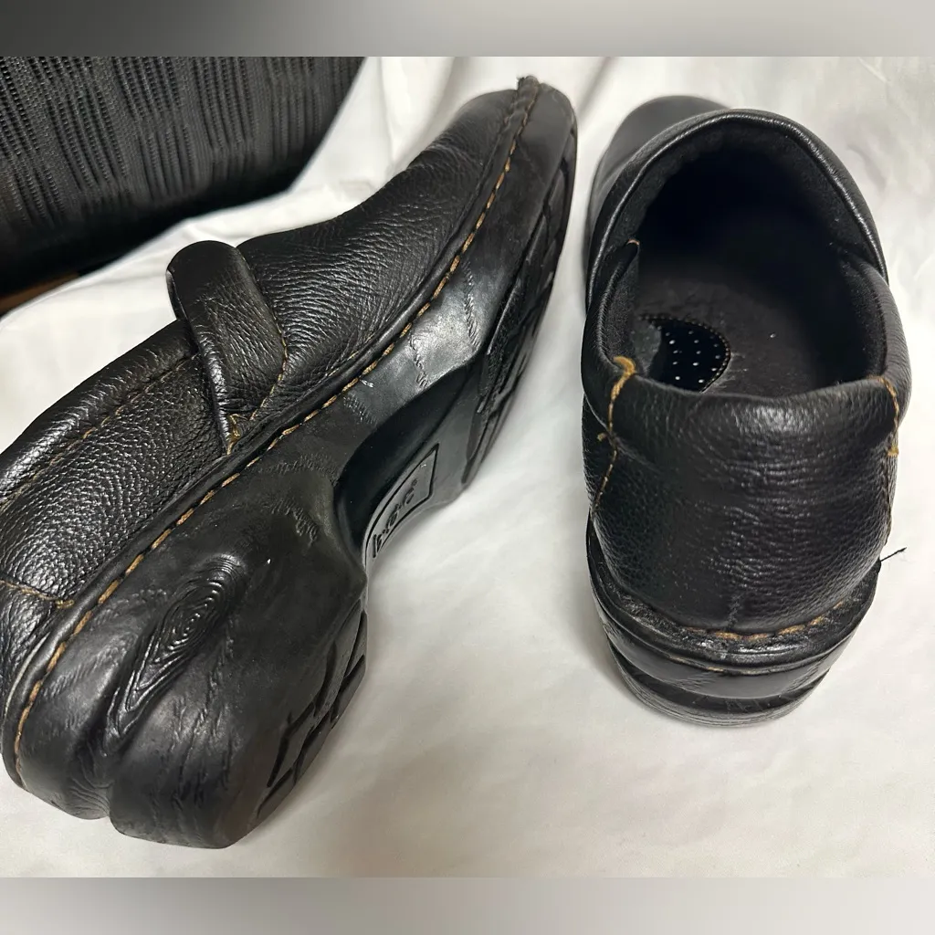 BOC Born Shoes Womens 9M‎ Clogs Slip On BC3632 Black Leather Comfort Wedge Heels Size 9 - Image 5