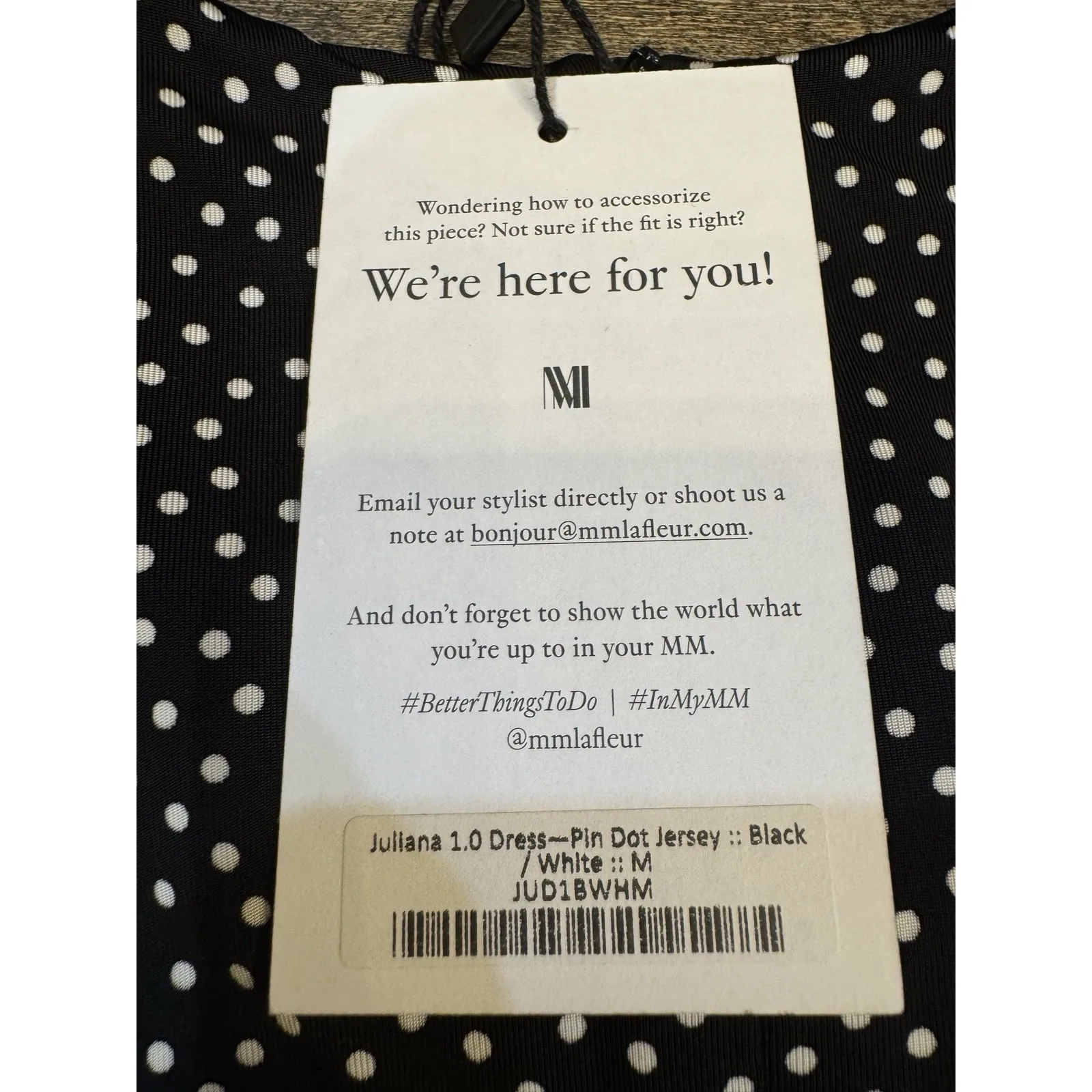 MM. LaFleur The Juliana Dress—Pin Dot Jersey Size Medium Polka Dot Black - Image 9