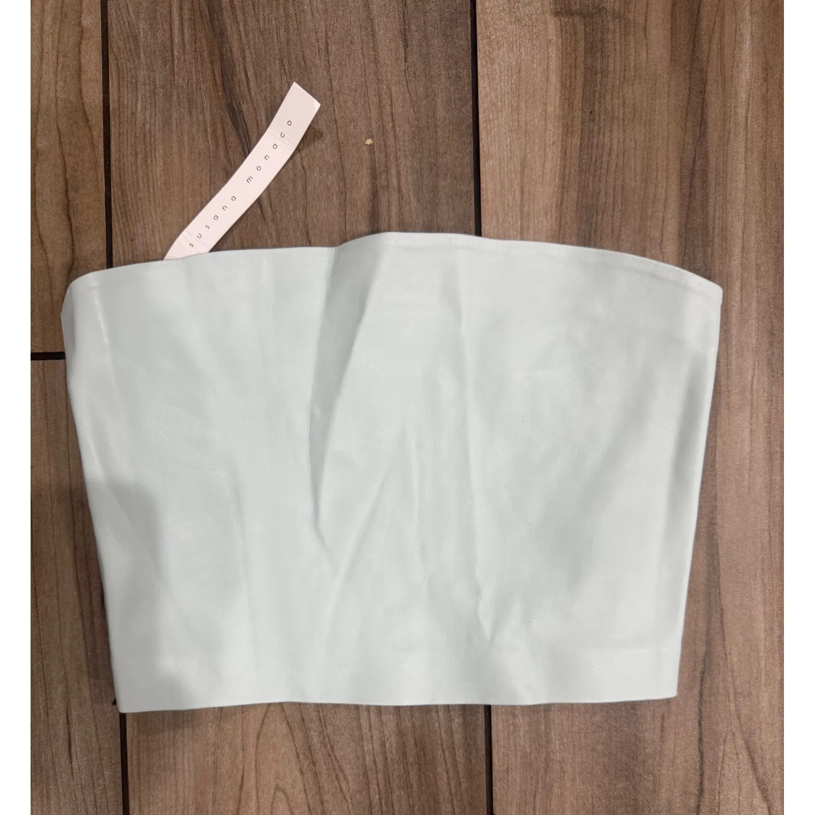 NWT Susana Monaco Faux Leather Tube Top in Rain Sz Small $98 - Image 2