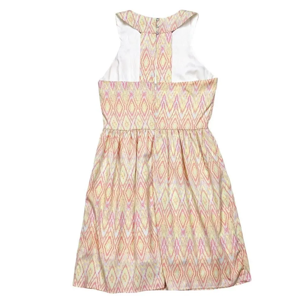 1018‎ Boutique Yellow Pink Diamond Geometric Halter Sheath Dress Size Small - Image 2