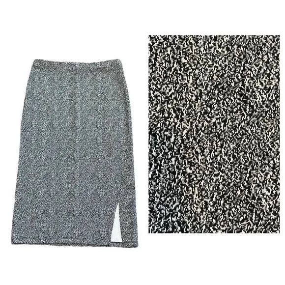 14th and Union Midi Skirt Black White Pull On Design Knit Size Large Fall - Image 2