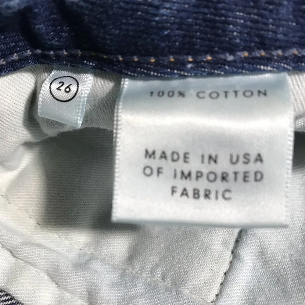 GRLFRND Denim Mini Jean Skirt Distressed Frayed Hem Offset Front Hem Size 26 - Image 6