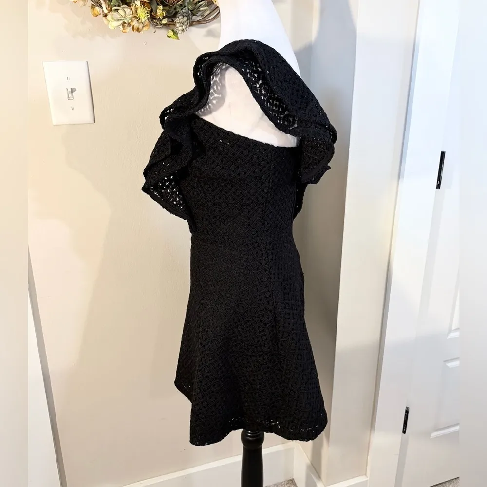 SHILLA the Label One Shoulder Double Ruffle Lace Fit & Flare Mini Dress Sz XS💛 - Image 6