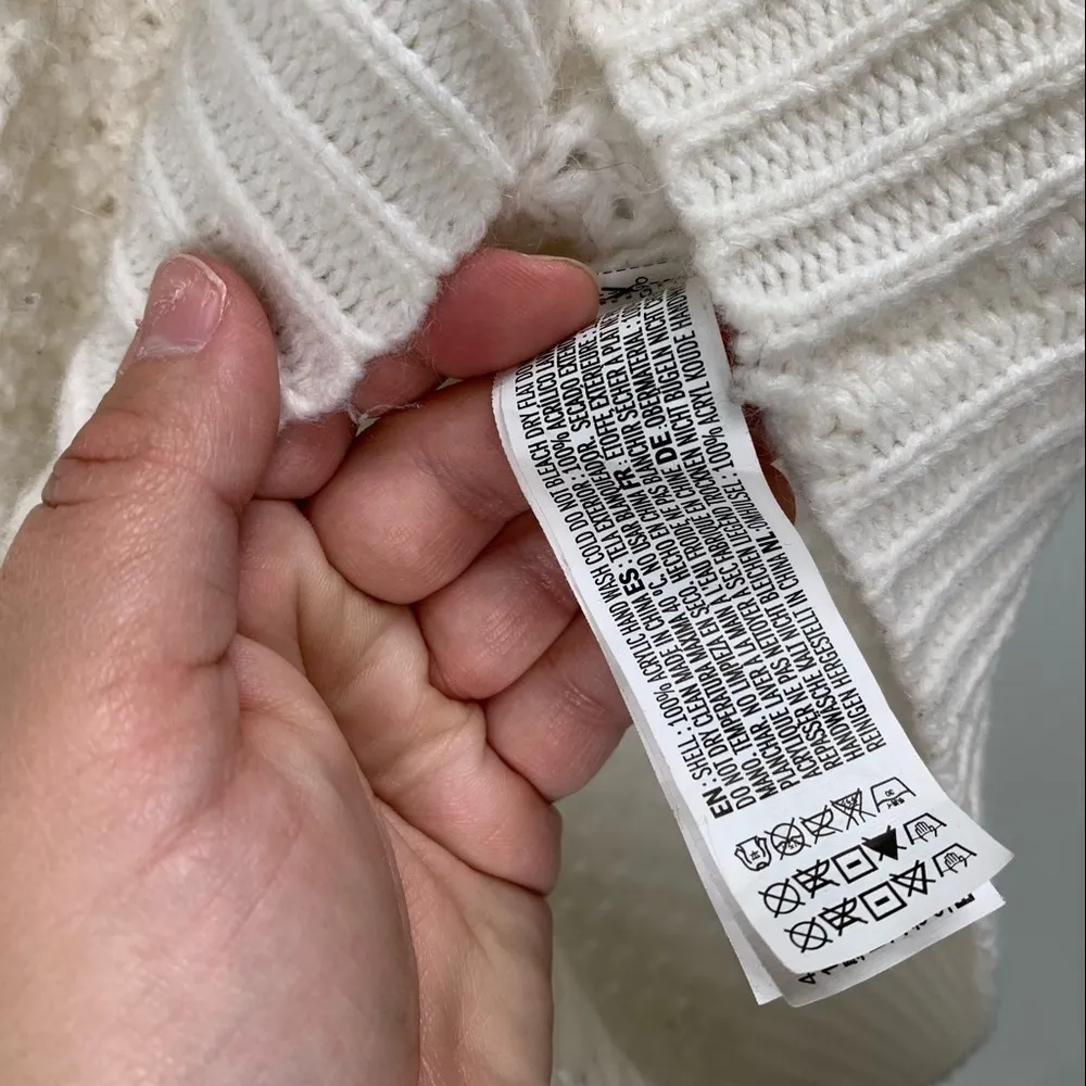 Forever 21 Chunky‎ Open Knit Long Sleeve Pullover Swester White Sz M - Image 5