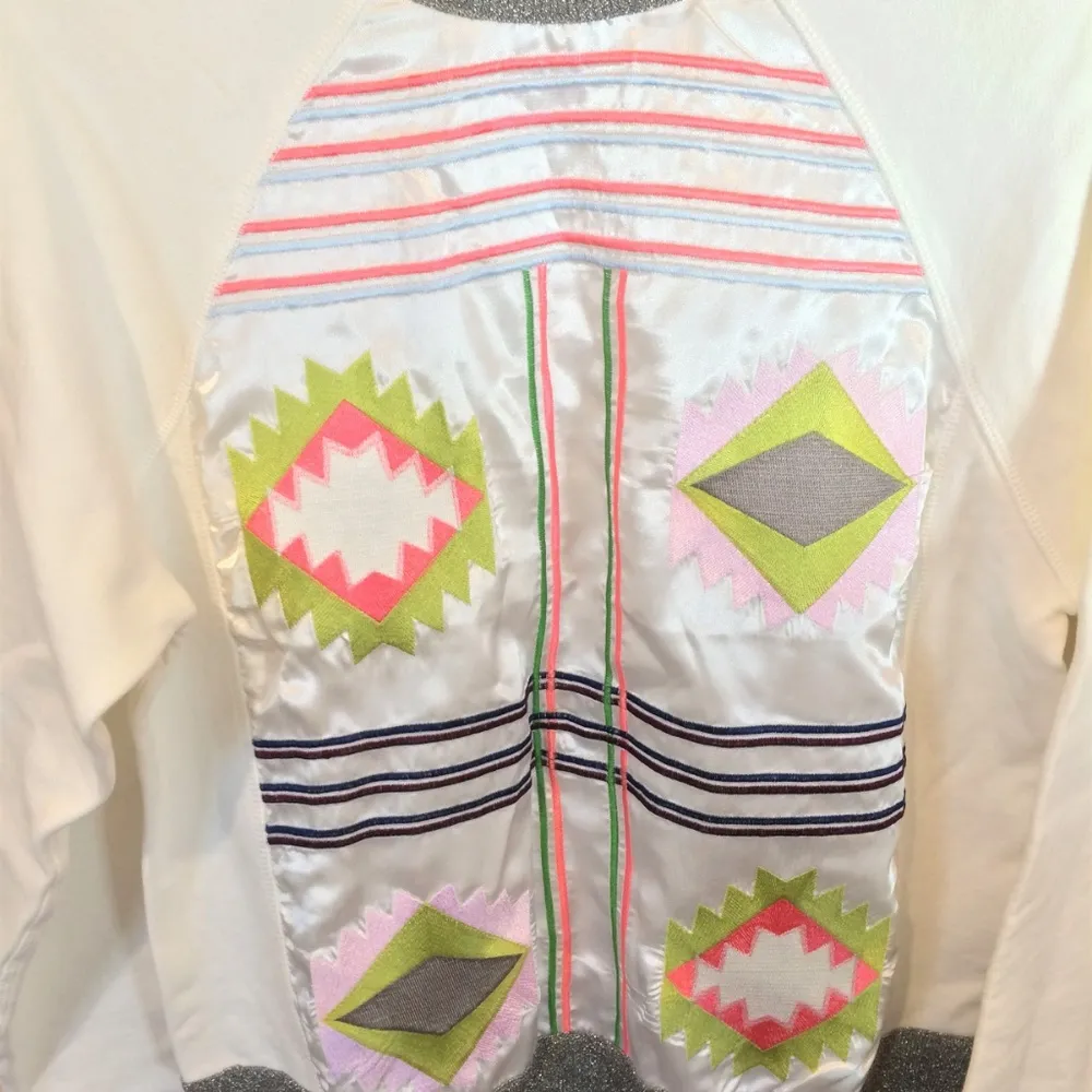 Cynthia Rowley Aztec Embroidery Shimmer Sweatshirt - Image 3