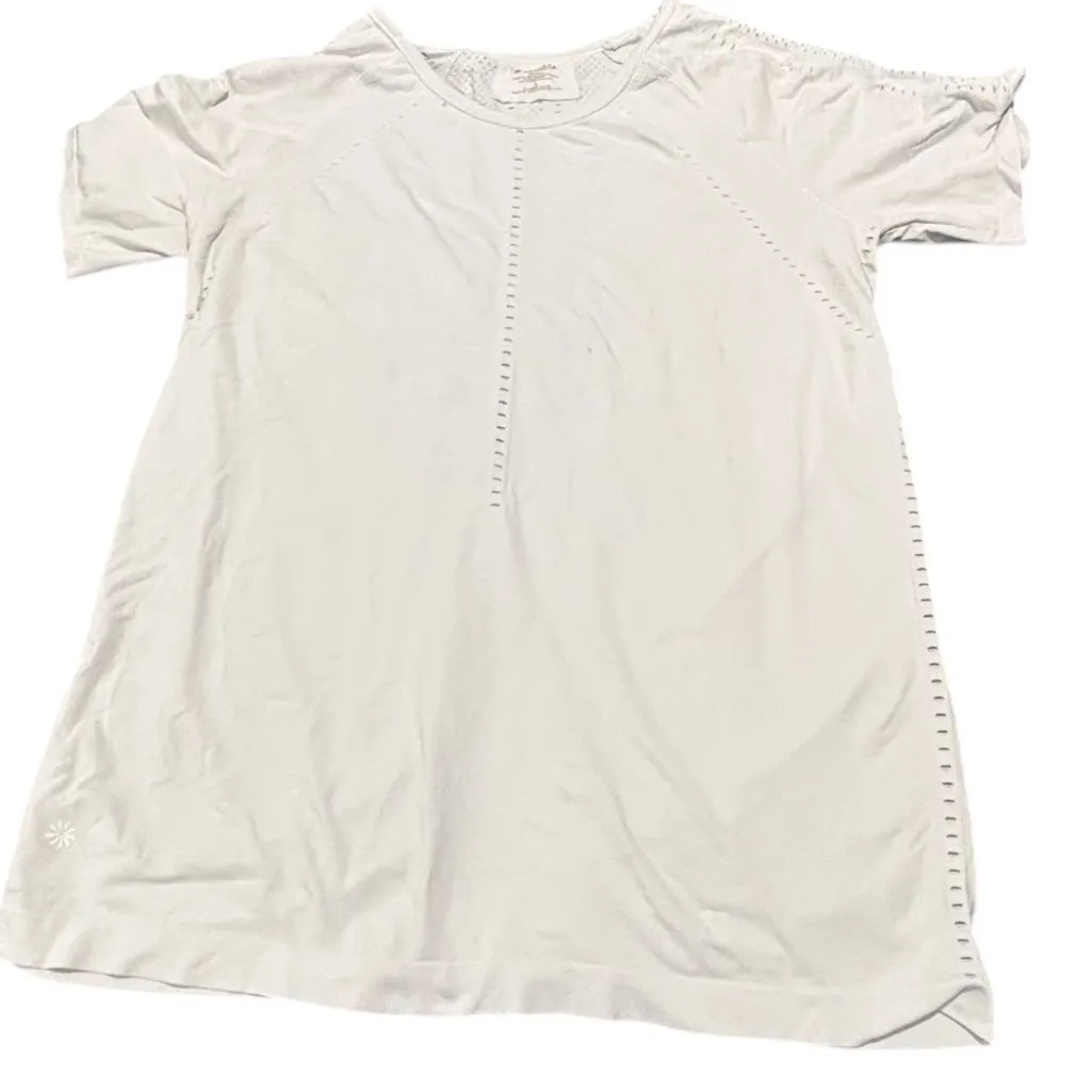 Athleta White FOOTHILL Seamless Short sleeve Nylon Top Size large - Image 2