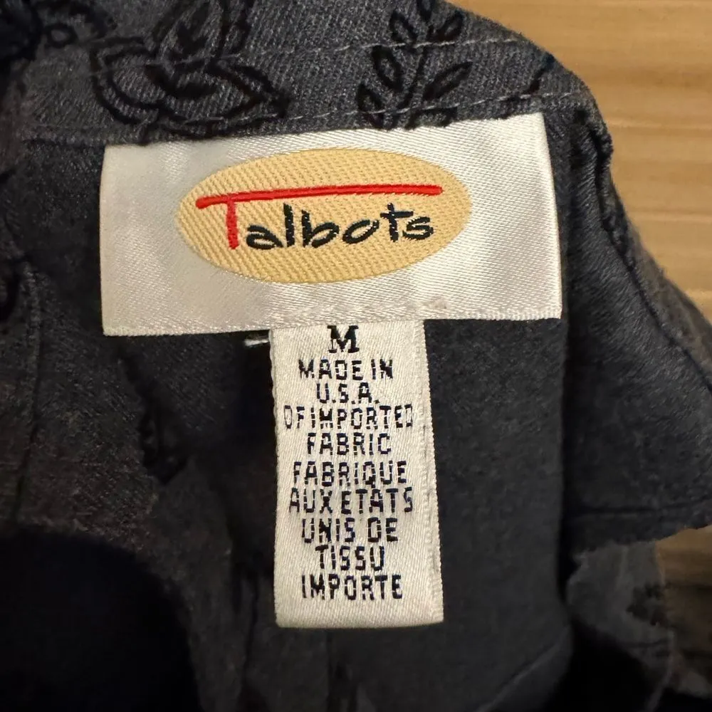 Vintage Talbots Size Large Gray Velvet Floral Overall Dress Whimsigoth Goth - Image 11