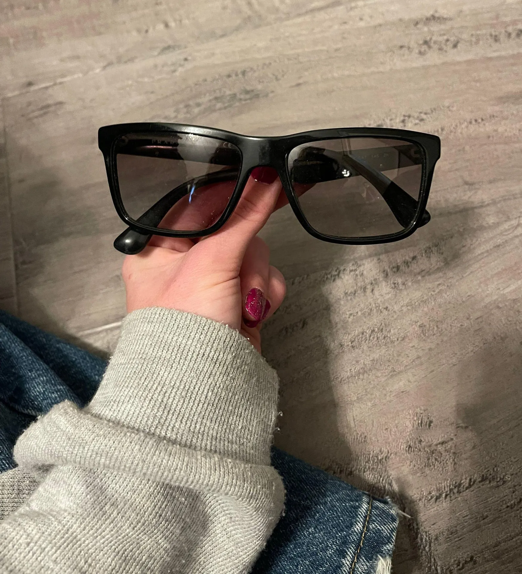 Sunglasses Black Grey Gradient Square Glossy PR19SS SPR 19S 1AB-0A7 59mm - Image 2