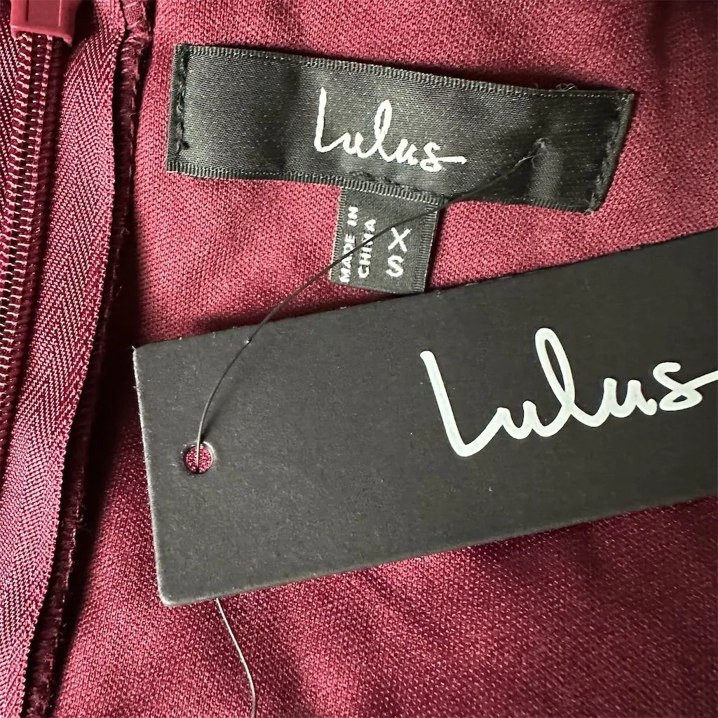 NWT Lulus Glamorous Disposition Burgundy Ruched Maxi Dress XS Formal Gown - Image 9