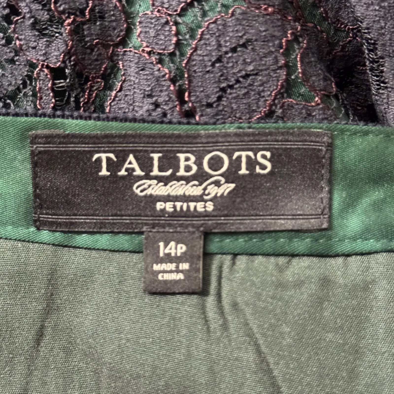 Talbots Skirt Petites 14P Black Lace Pencil Office Business Party Goth Glam Work - Image 7