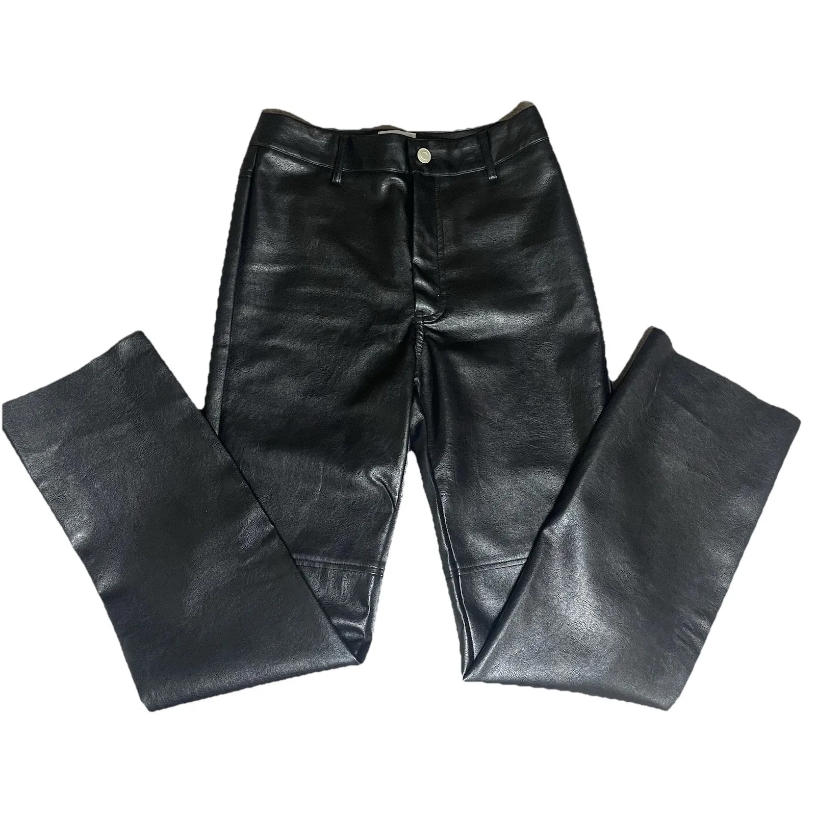 Princess Polly‎ Black Faux Leather Pants Women's 4 Vegan High Rise Straight Leg - Image 2