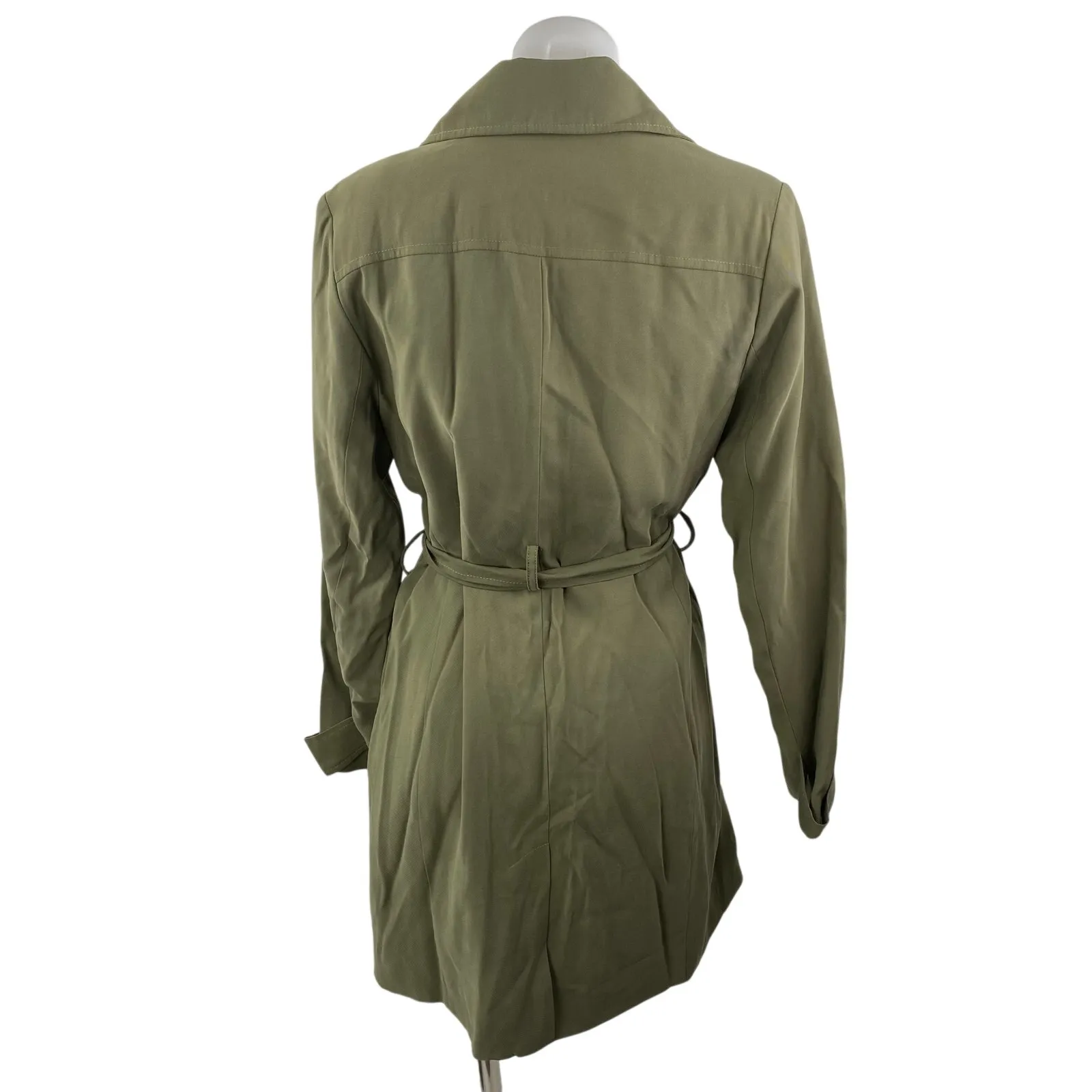 Banana Republic Women's Olive Green Long Sleeve Tie Waist Coat Jacket Size S - Image 4