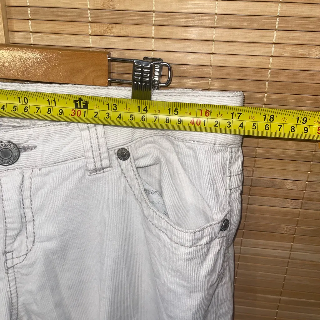 Vintage Y2K Aeropostale off white corduroy low rise pants slacks size 13/14 - Image 4