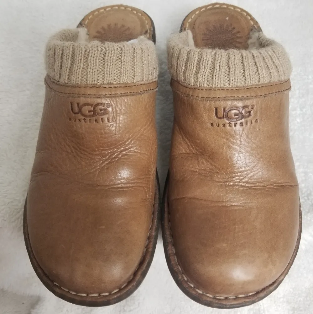 UGG Austraila Leather Wool Lined Clogs - Image 2