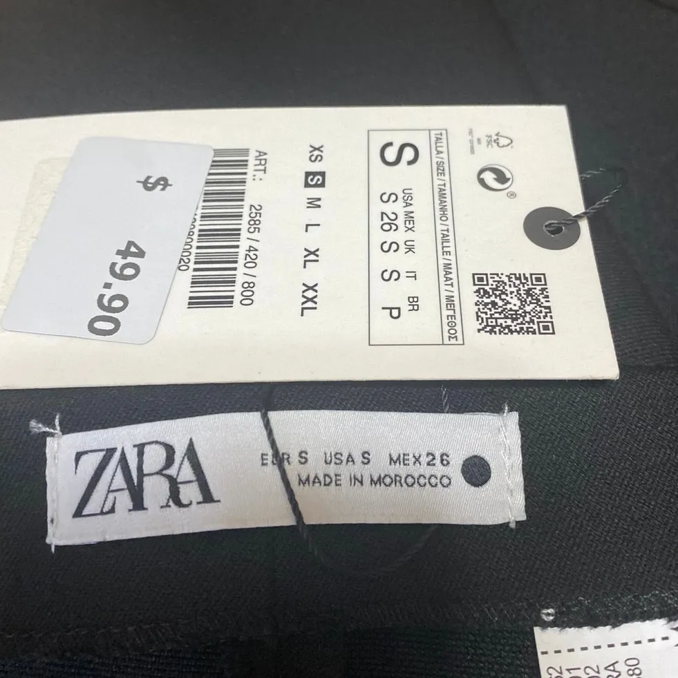 NEW Zara Women's Black Asymmetric High Waist Zipper Mini A-Line Skirt Size S - Image 4