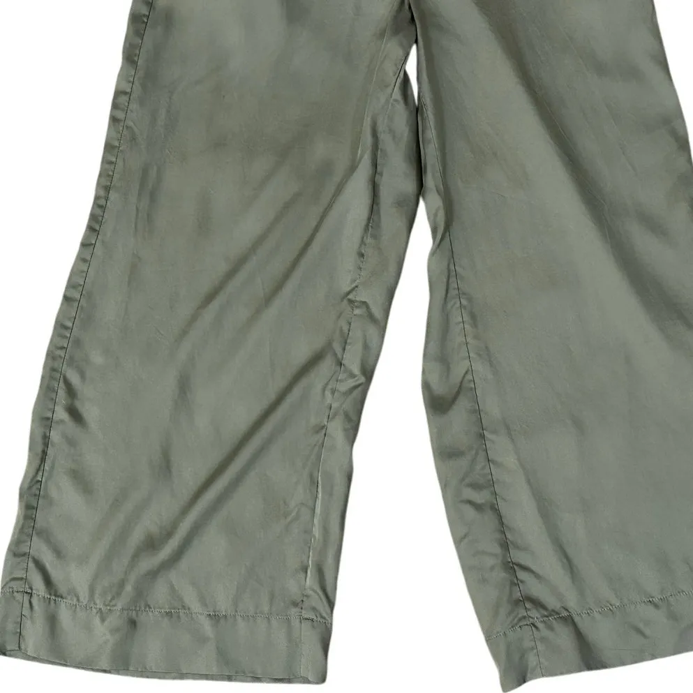 Ettitude Jumpsuit Moss Green Sateen Bamboo Sleeveless Belt Wide Leg size Small - Image 7