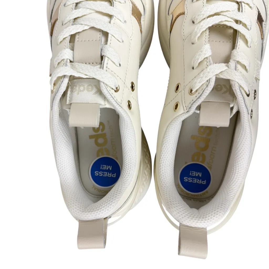 NEW‎ Keds Cross City Trainer Leather Lace Up Sneakers Egret/ Gold Women’s Size 9 - Image 8