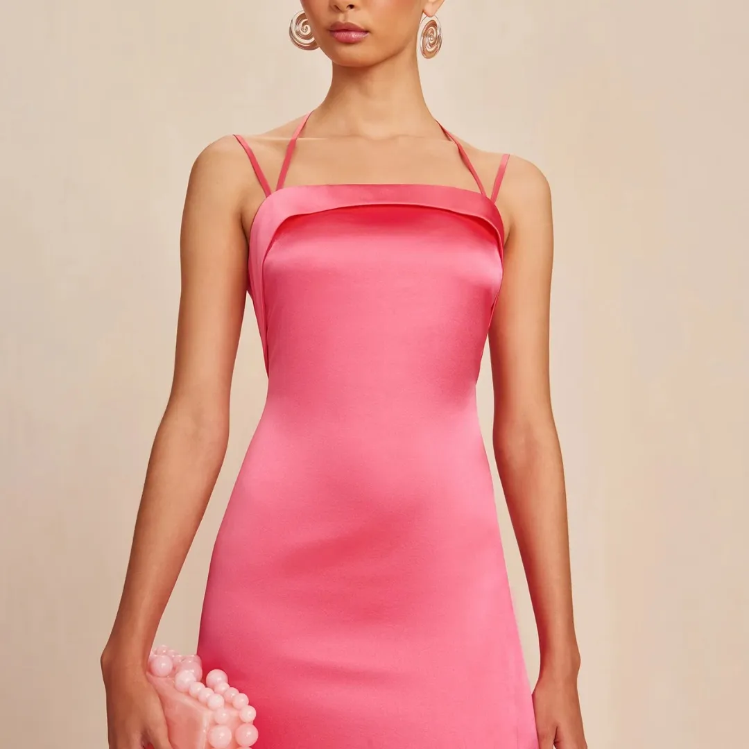Cult Gaia | NWT Silk Shiazu Long Formal‎ Gown Dress in Blossom Pink $1198 Large - Image 3