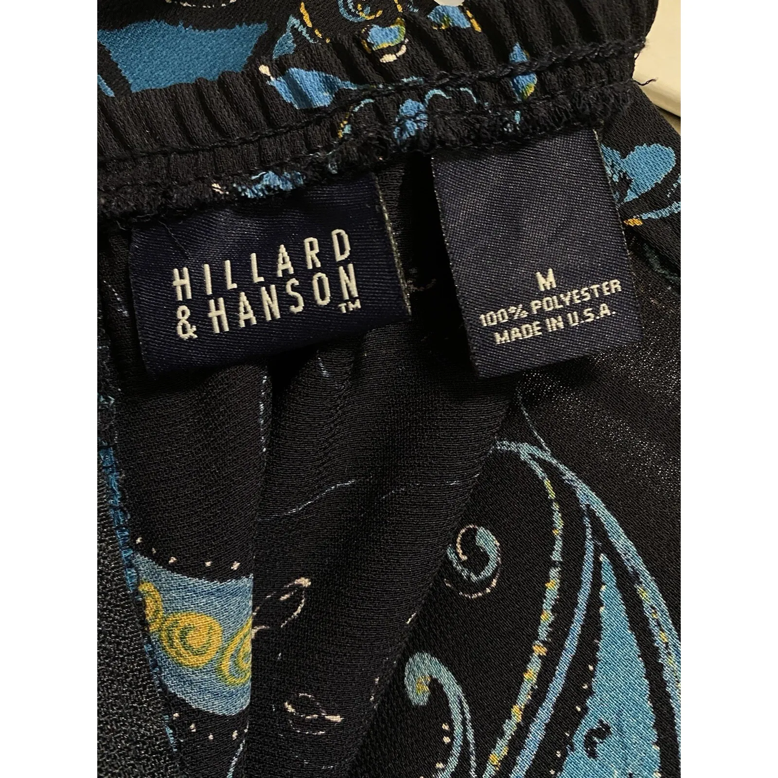 Hilliard & Hanson Navy/Black/Gold Paisley Chiffon Maxi Skirt Size‎ M Elastic Zip - Image 6