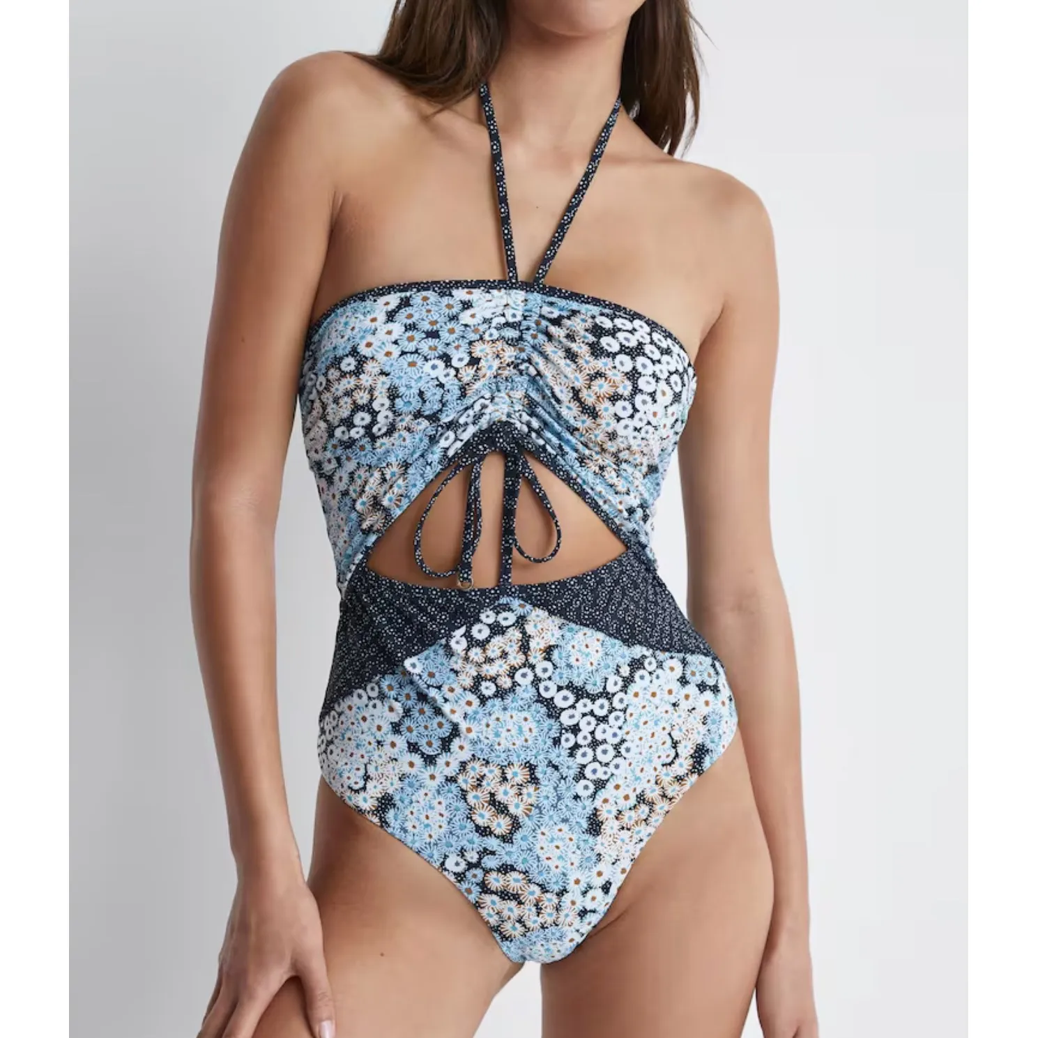 Reiss Megan printed cut out swimsuit baiting suit navy floral one piece size 10 - Image 2