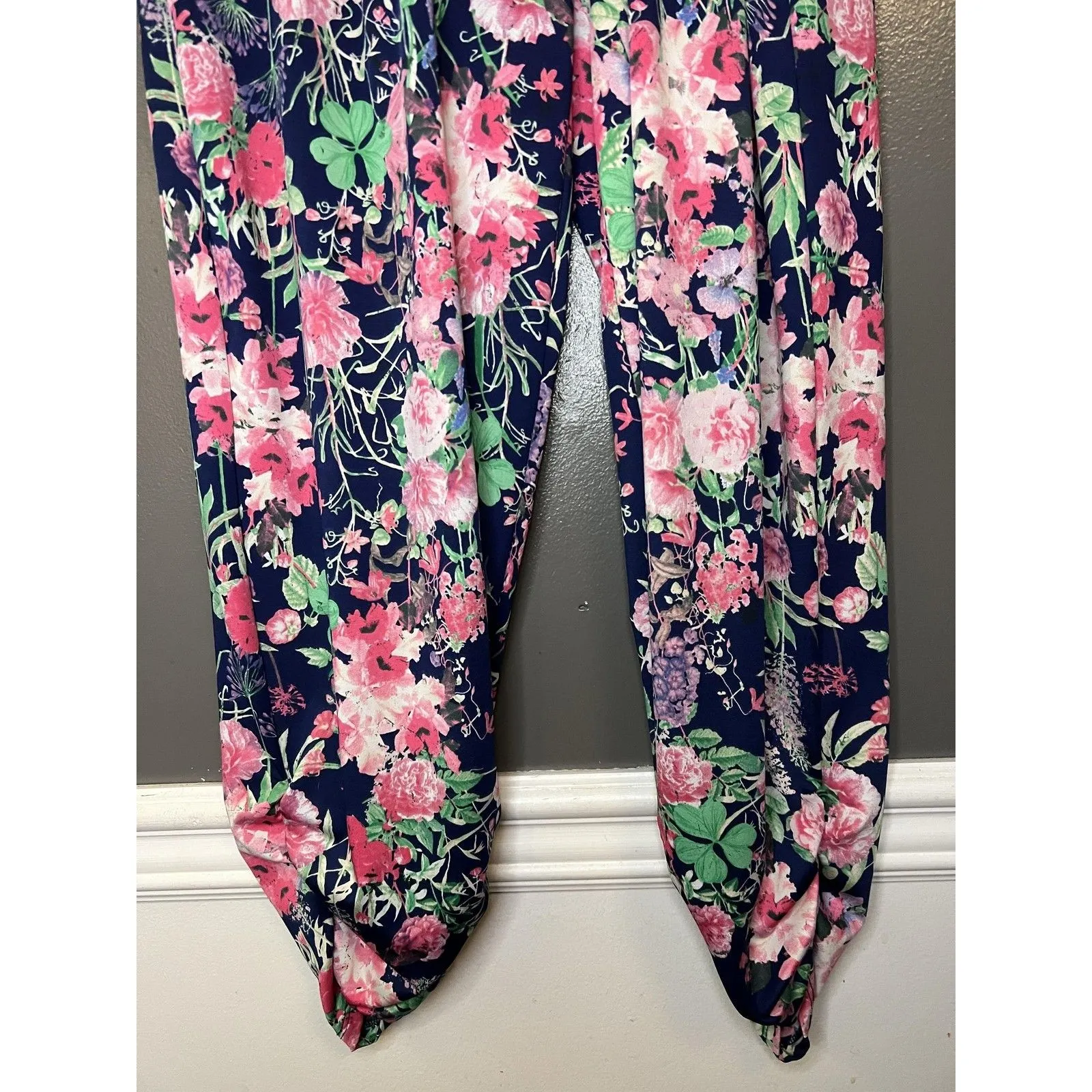 Antthony Originals Pants Womens PL Navy Pink Floral Harem Elastic Waist Stretch Size undefined - Image 3