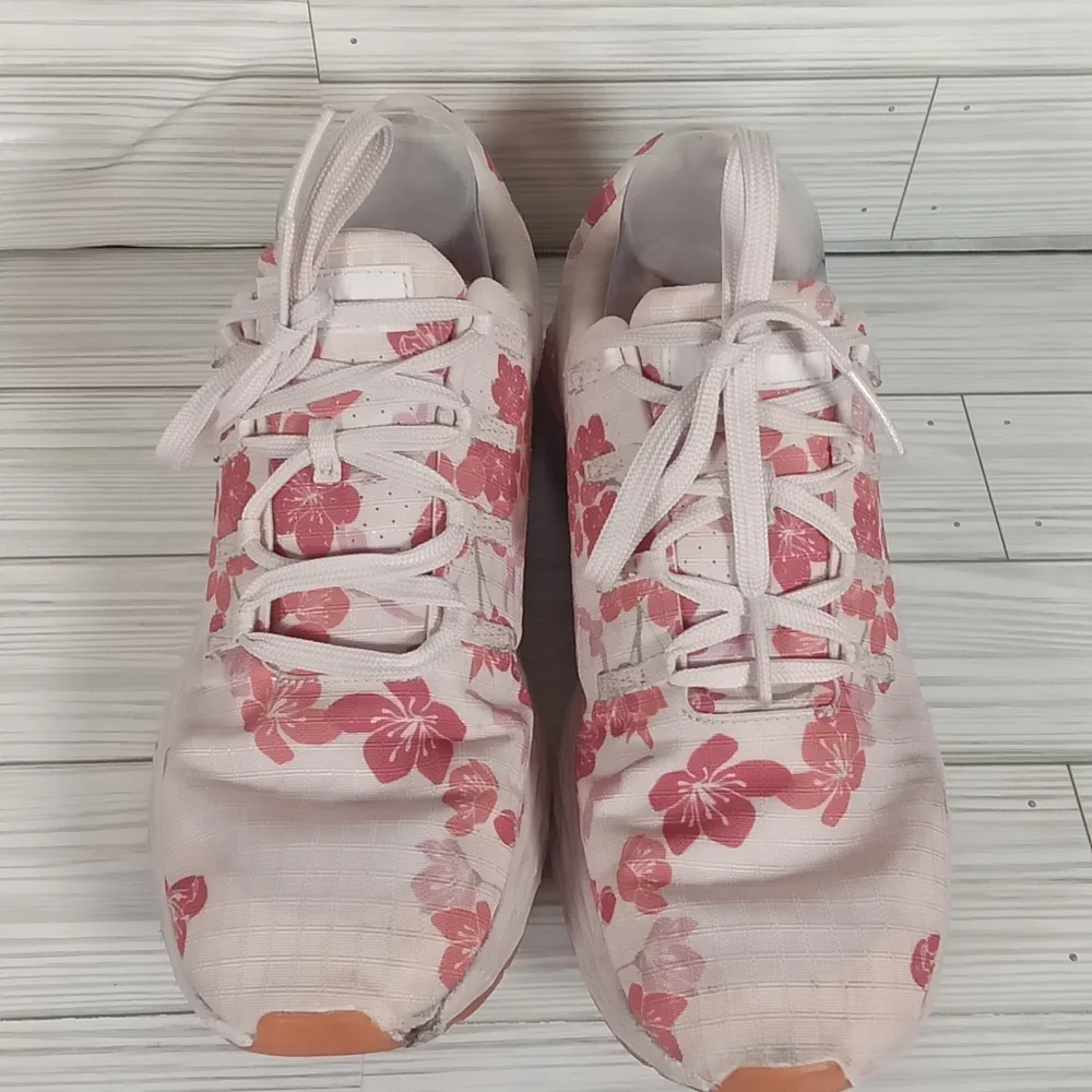 Pink and White Floral Sneakers with Cushioned Sole Nobull Cherry Ripstop 8.5 - Image 3