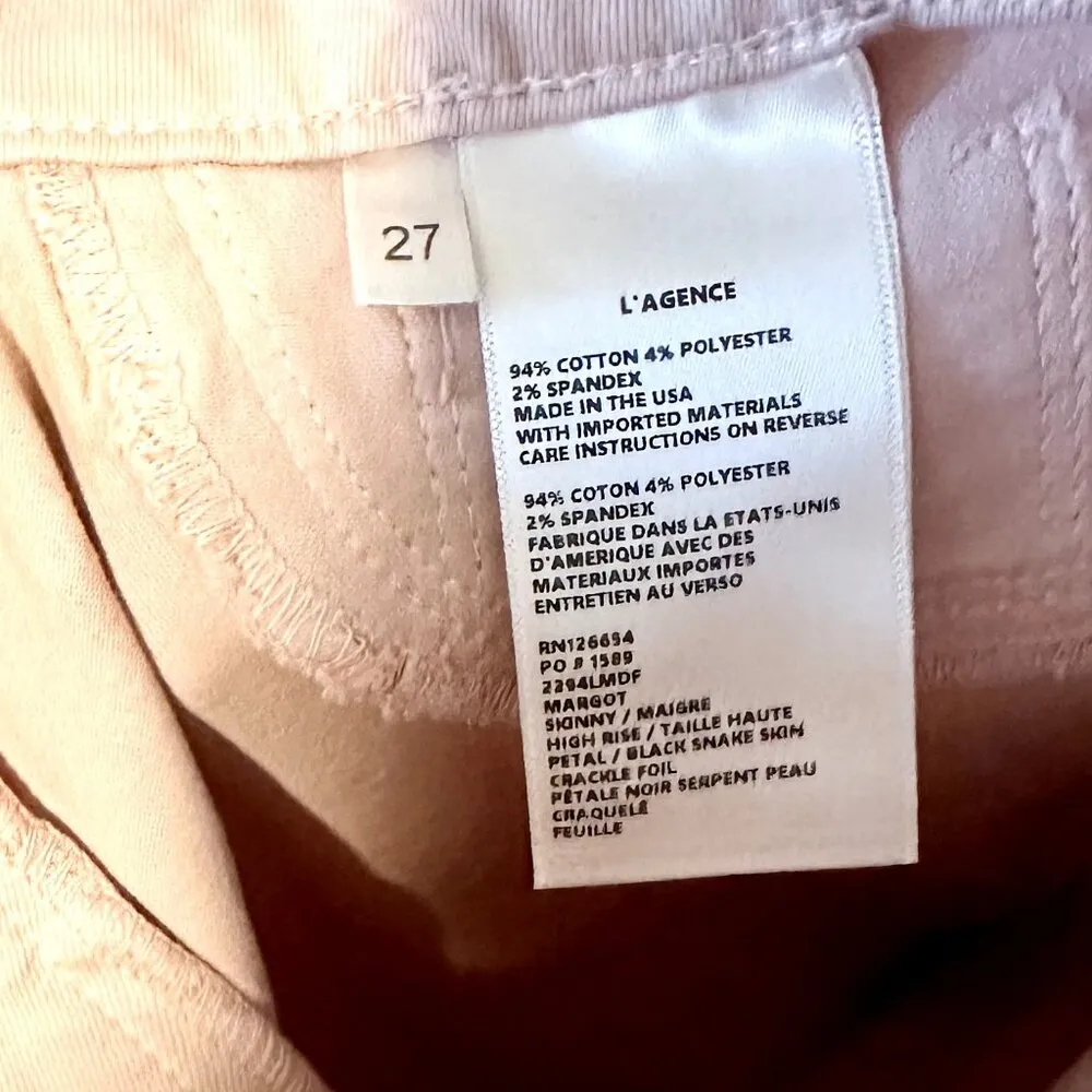 NWT L'AGENCE Margot High Rise Skinny Jean in Pink/Black Snakeskin - Image 5