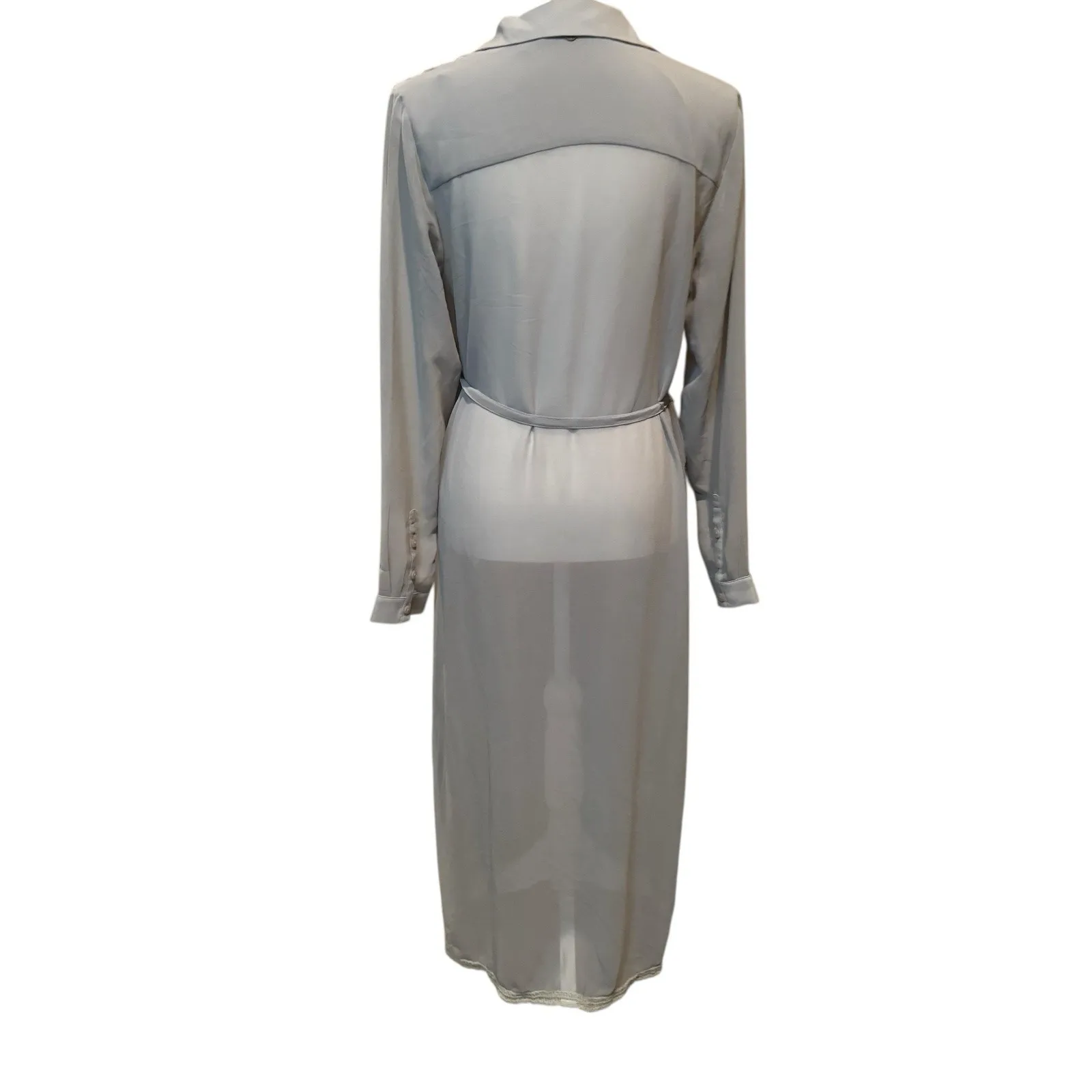 Soft Surroundings Dress Womens Small Gray Sheer Chiffon Button‎ Up Duster - Image 2