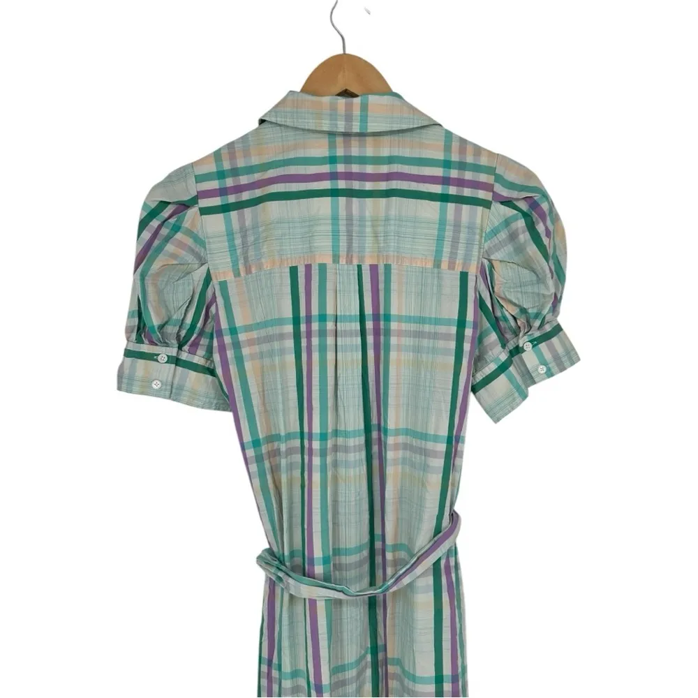 Tanya Taylor Mint Striped Fern Midi Dress size 6 Embroidered Eyelet Puff Sleeve - Image 8