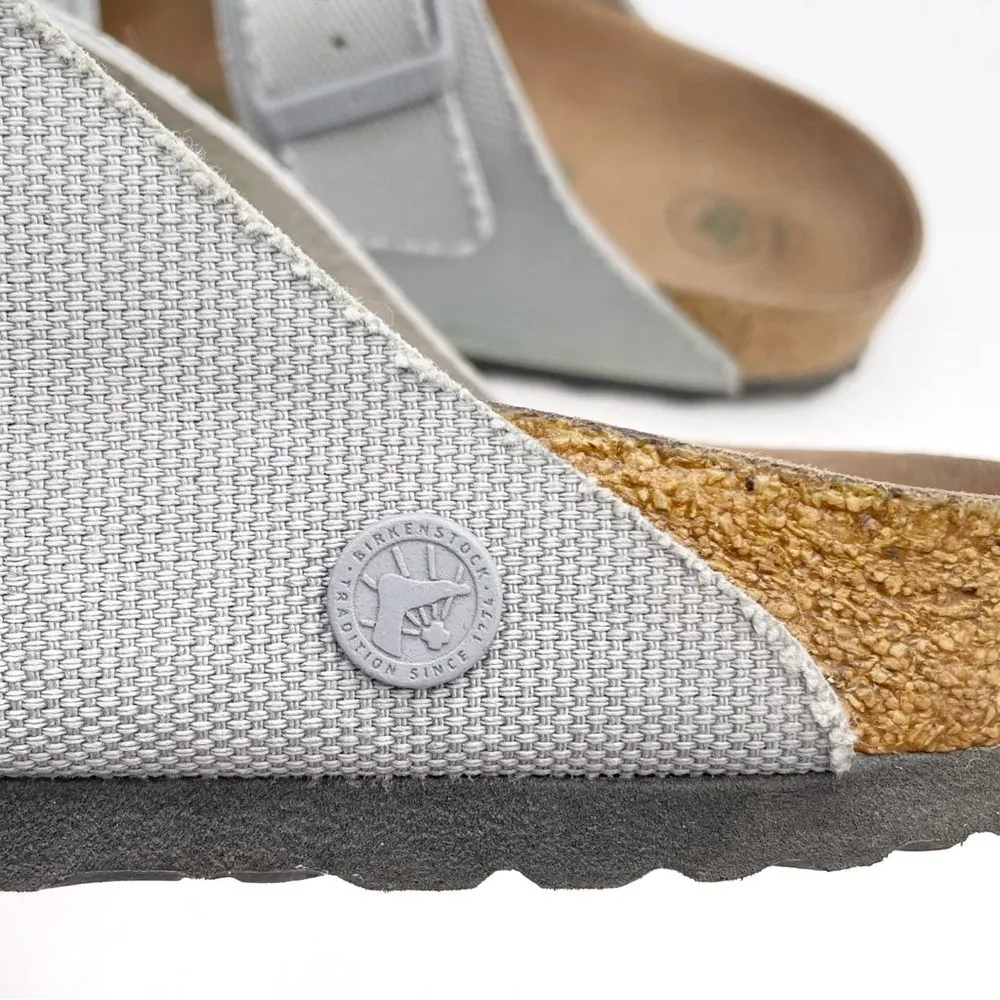 Birkenstock Arizona Vegan Sandals Size 41 Light Gray Textile Cork Footbed - Image 5