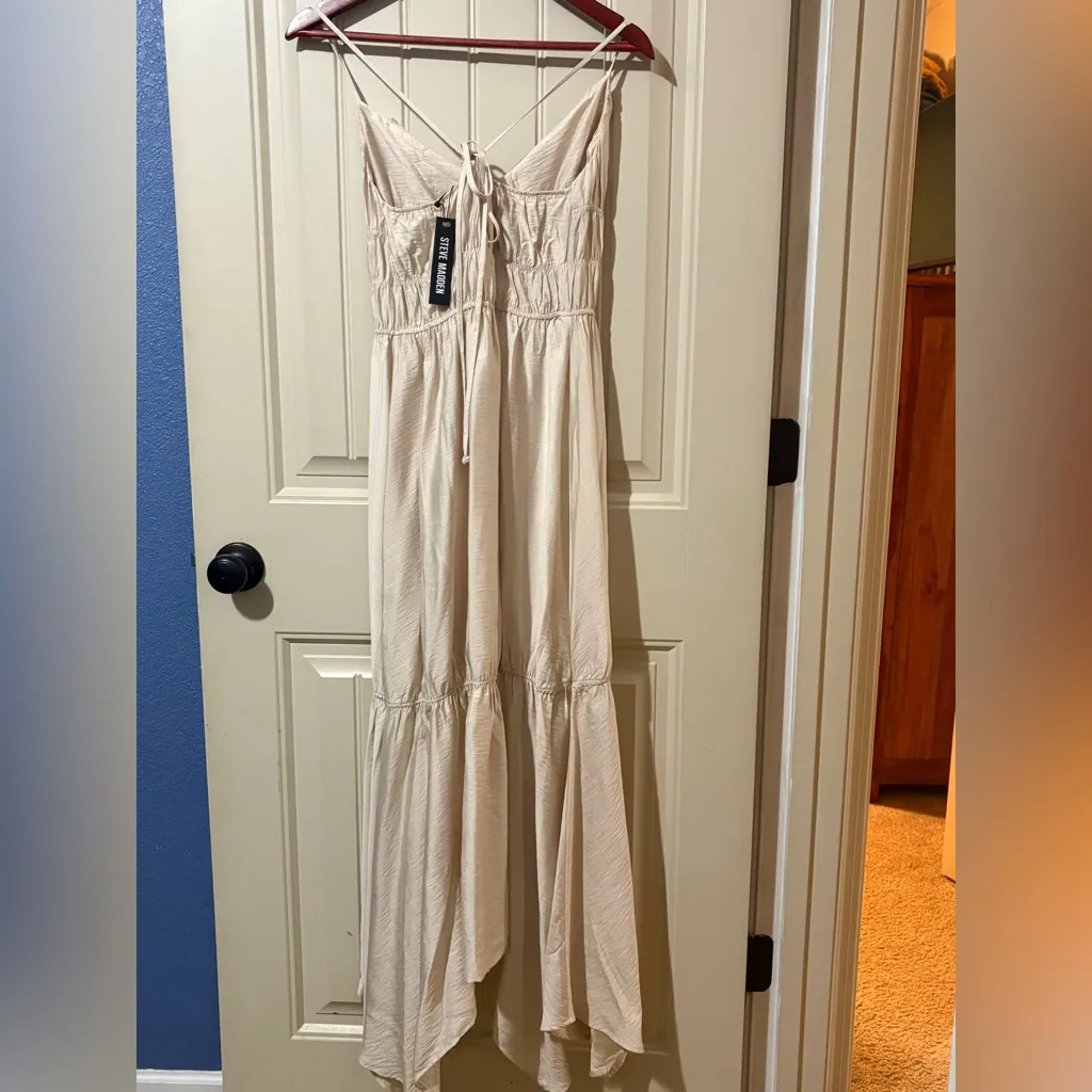 Steve Madden Cream/White Jackie Handkerchief-Hem Midi Dress NWT - Image 6