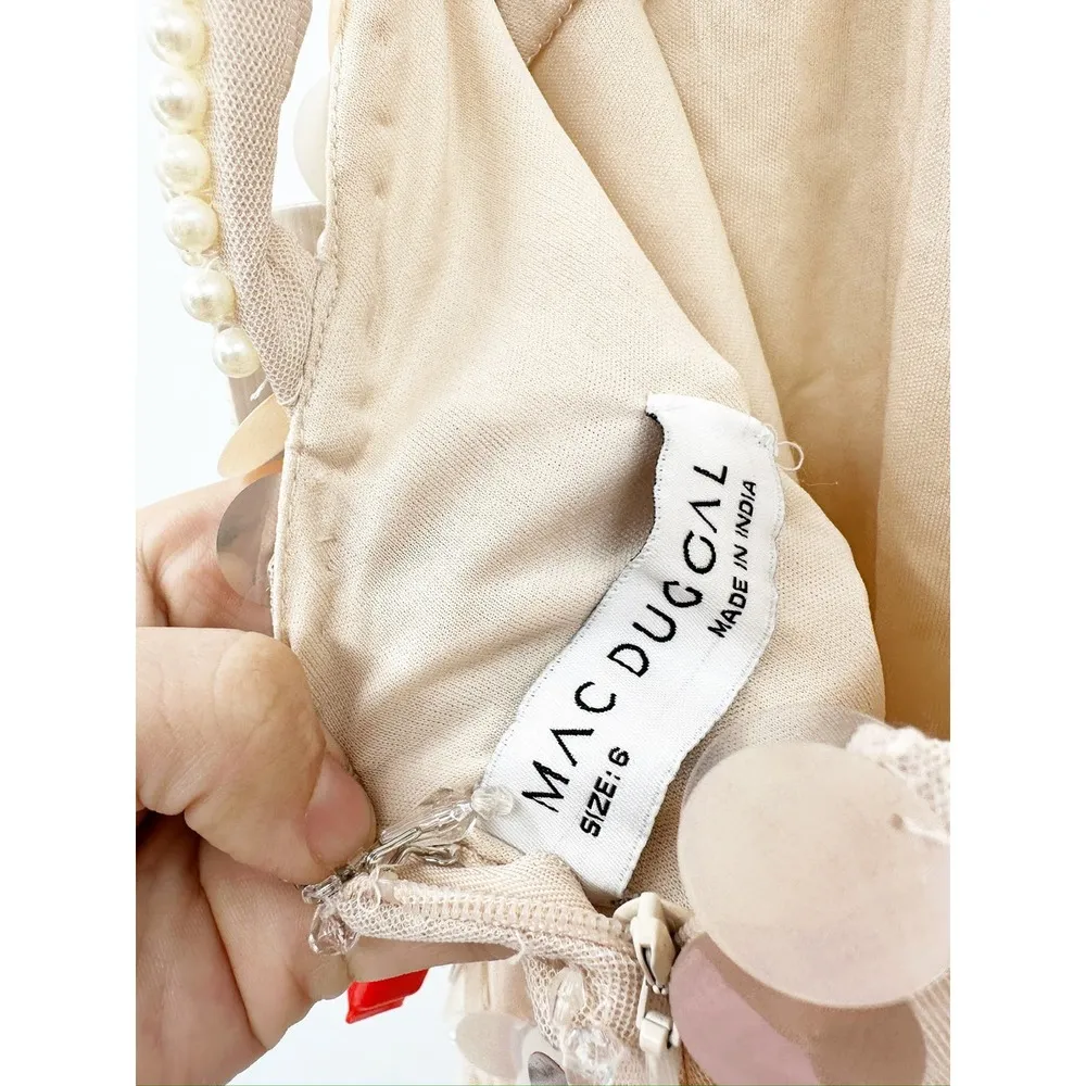 Mac Duggal 10878 Porcelain Crystal Embellished Cascade Open Back Column Gown - Image 7